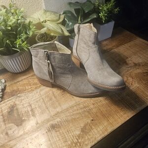 J. Jill Gray Suede Ankle Booties with Stacked Heel